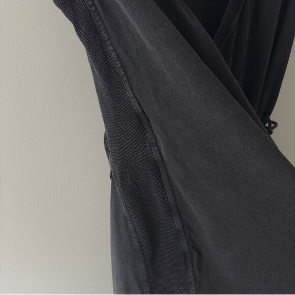 Daily Practice by Anthropologie Montauk V-Neck Dress Black Wrap Mini Cotton Tie - Picture 9 of 15